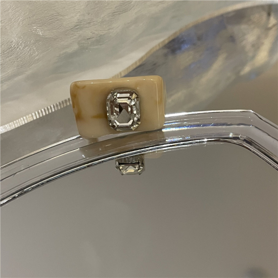 リング 指輪 レディース アクリル 透明 べっ甲 スクエア ストーン