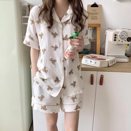 パジャマ レディース ルームウェア 大きいサイズ クマ 女の子 夏 半袖 