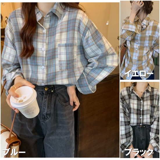 『新品未使用』レディースチェック柄シャツ　羽織　ゆったり　シンプル　aki