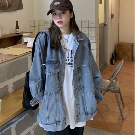 デニムジャケット オーバーサイズ ルーズ ゆったり カジュアル デニムジャケット オーバーサイズ ルーズ ゆったり カジュアル