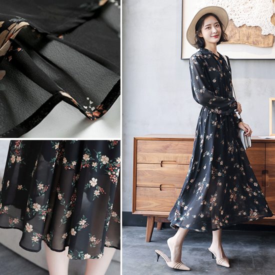 シフォンワンピース マキシ丈ワンピース 黒 花柄 キレイめ 30代 シフォンワンピース マキシ丈ワンピース 黒 花柄 キレイめ 30代