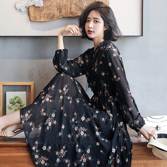 シフォンワンピース マキシ丈ワンピース 黒 花柄 キレイめ 30代 シフォンワンピース マキシ丈ワンピース 黒 花柄 キレイめ 30代