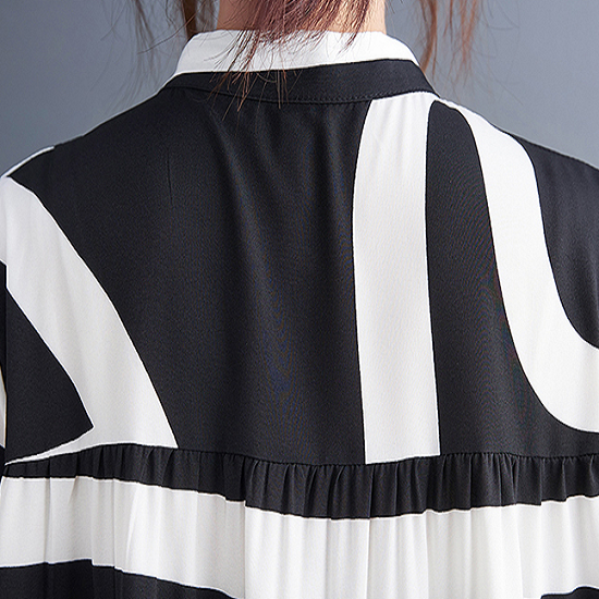 ワンピース 長袖 モノクロ レディース 大きいサイズ ゆったり