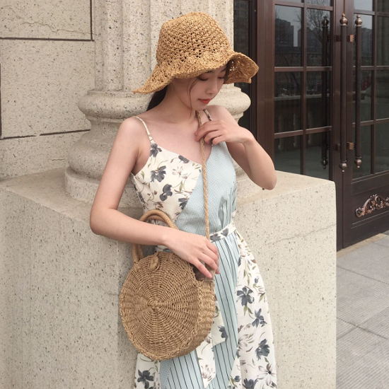 リゾートワンピース レディース 夏 ウエストリボン ワンピース