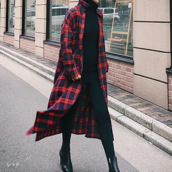 【rokh】ネイビー×赤×黄 チェック 3レイヤー デザイン コート rokh】ネイビー×赤×黄 チェック 3レイヤー デザイン コート