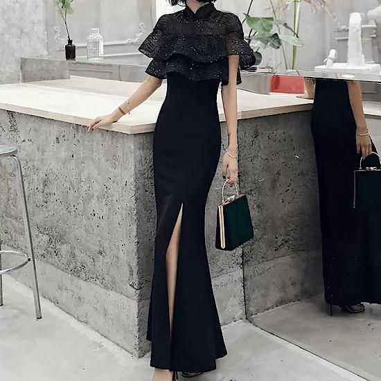 すぐ発送可能! ☆送料無料☆S(7号)☆スパンコ-ルとチュールのロング