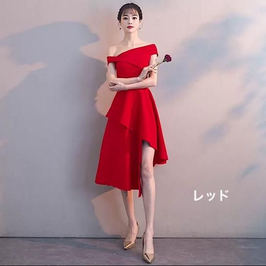 結婚式ドレス アシンメトリー オフショルダー イブニングドレス 結婚式ドレス アシンメトリー オフショルダー イブニングドレス