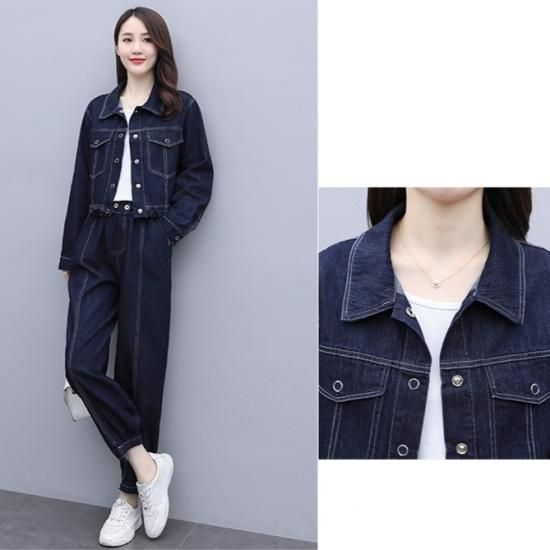 デニム セットアップ ワイドパンツ ショート丈 Gジャン 韓国 セットアップ レディース デニム パンツセット デニムジャケット