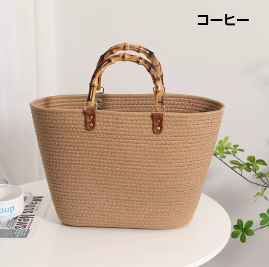 バンブー カゴバッグ トート 茶色 ブラウン プチプラ 人気 韓国 レディース