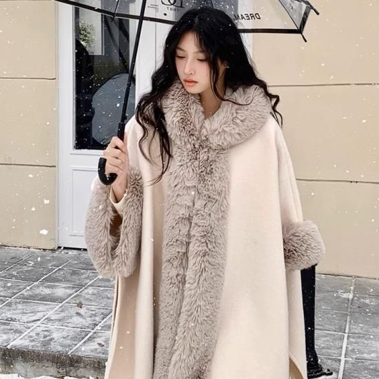 GRAJTCIN レディース スパンコール ケープ シャイニー フード付き