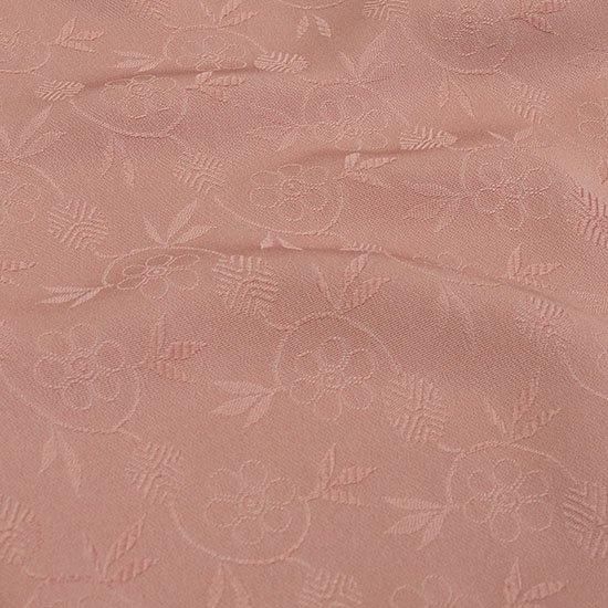 純国産絹 色無地（紅梅色に笹蔓文）/お仕立て済み（袷仕立て）