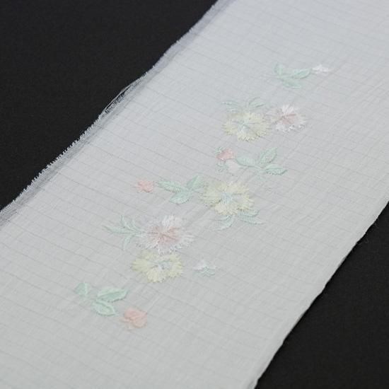 新品 本麻 麻 半衿 半襟 単品 小千谷 藍染 引き染 夏 絽 にくめ