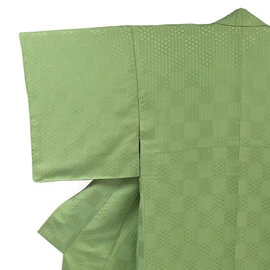 一つ紋　無地　色無地　くすみグリーンカラー　着物　024a p 色無地 ミントグリーン 蔦一つ紋 セミフォーマル | アンティーク着物