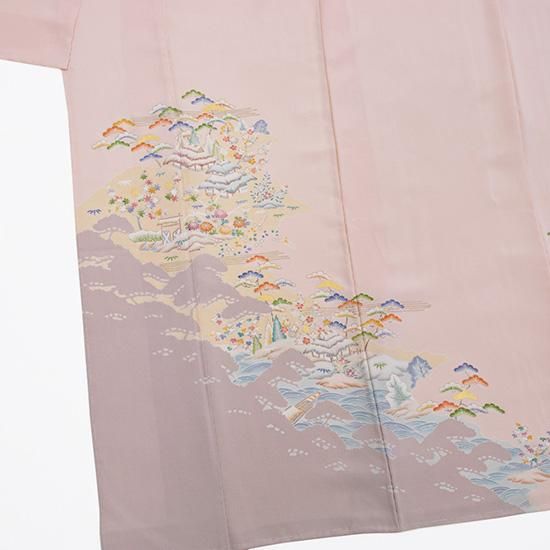 特選手描き京友禅付け下げ 茶屋辻に松シルエット 反物