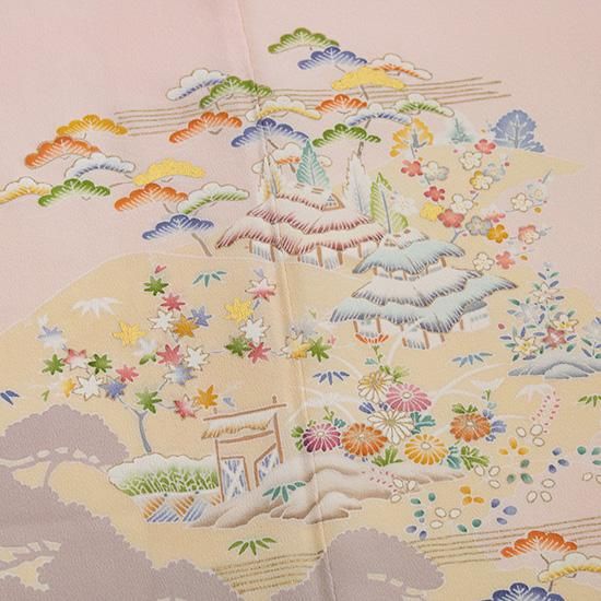 特選手描き京友禅付け下げ 茶屋辻に松シルエット 反物