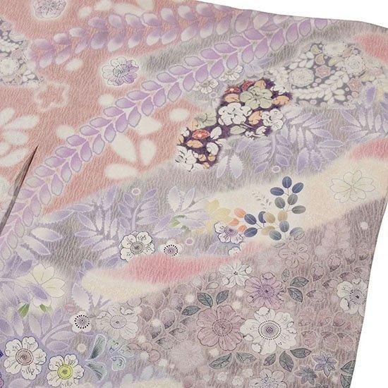 辻が花調訪問着(淡いピンクと灰桜の辻が花調)/お仕立て済み 辻が花調訪問着(淡いピンクと灰桜の辻が花調)/お仕立て済み