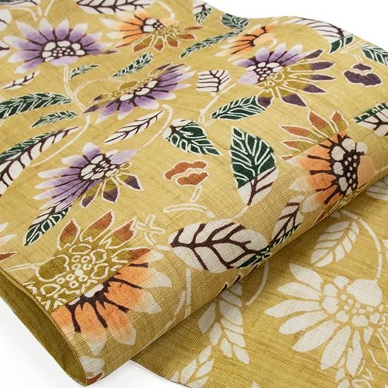 特選プレタ】夏物/京紅型 本大麻名古屋帯（栗山工房）/お仕立て済み