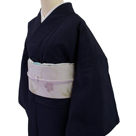 洗える着物ポリエステル江戸小紋単衣（黒紫×角通し）/お仕立て上がり