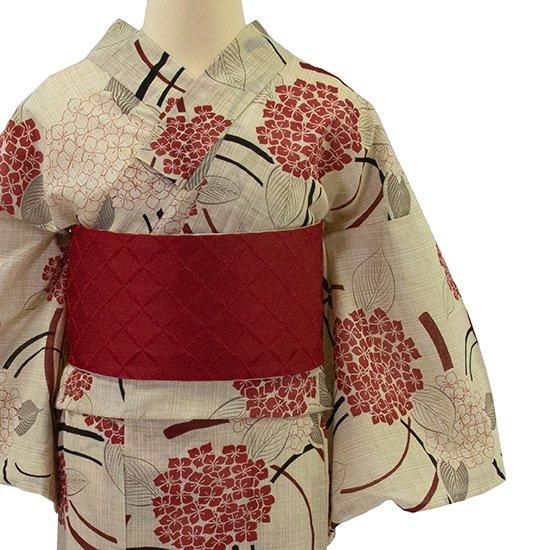 綿麻 洗える着物 浴衣“夏にぴったりの涼と洒落味”半幅小袋帯