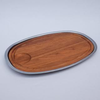 Teak Wood Cutting Board with Stainless Tray