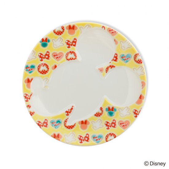ミッキーマウス／プレート 小紋 黄 - KUTANI Disney Collection/九谷焼でつくるディズニーの和食器