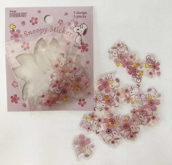 SNOOPY ピーナッツ 桜フレークシール スヌーピー 桜 さくら