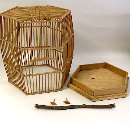 昭和レトロ 竹製 鳥籠 メジロ籠 落とし籠 ケージ ケース - 鳥かご