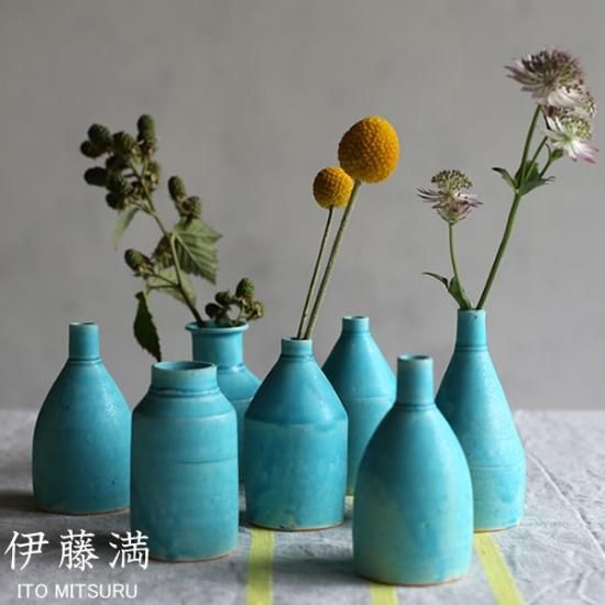 青緑 佳く 作家作品 陶器花瓶 青緑 佳く 作家作品 陶器花瓶