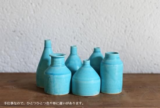 【希少性大・青のコラボ】FranceSamalens 陶器ボトル＆瑠璃色一輪挿し 希少性大・青のコラボ】FranceSamalens 陶器ボトル＆瑠璃色一輪挿し