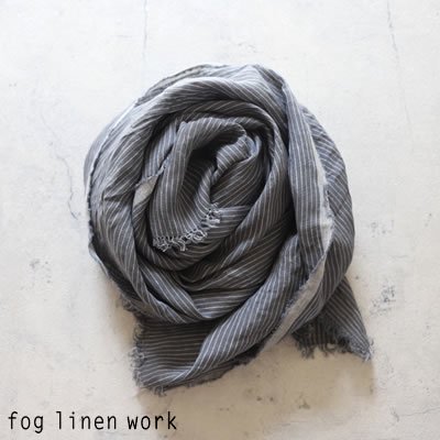 fog linen work(フォグリネンワーク)トゥズ フリンジスカーフ グレー ...