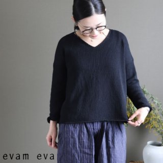 evam eva( )2019ss åȥ󥳥Vͥåץ륪С ֥å / cotton coil V neck pullover E191K050