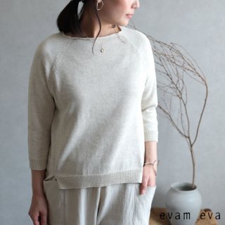 evam eva( )2019ss ɥ饤åȥ 饰 ץ륪С ܥ꡼ / dry cotton raglan pullover E191K119