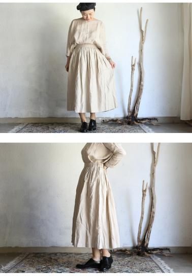 【美品】veritecoeur リネンシャーリングスカート ストライプ 美品】定番人気 veritecoeur リネンシャーリングスカート ストライプ