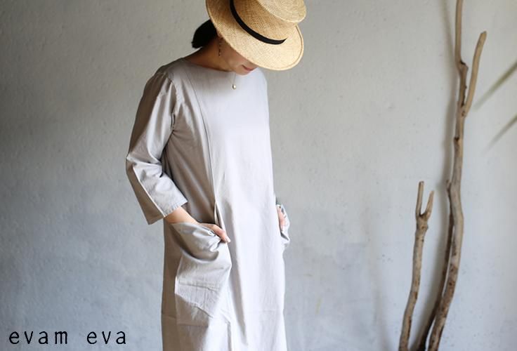 evam eva エヴァムエヴァ　コットンシルク　バックギャザーワンピース evam eva エヴァムエヴァ コットンシルク バックギャザー