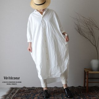 Veritecoeur(ヴェリテクール)【2019ss新作】 コットンダンプロングシャツ ホワイト / VC-1891【送料無料】
