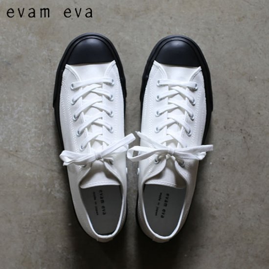 evam eva(エヴァム エヴァ) キャンバススニーカー ホワイト×ブラック