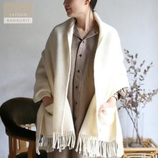 LAPUAN KANKURIT ラプアン・カンクリ ポケット付きショール UNI  white ホワイト
