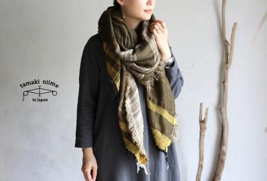 tamaki niime 玉木新雌 roots shawl wool big RSWB03/ ルーツ