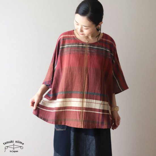 tamaki niime(タマキ ニイメ) 玉木新雌 only one fuwa-T HALF SLEEVES cotton100
