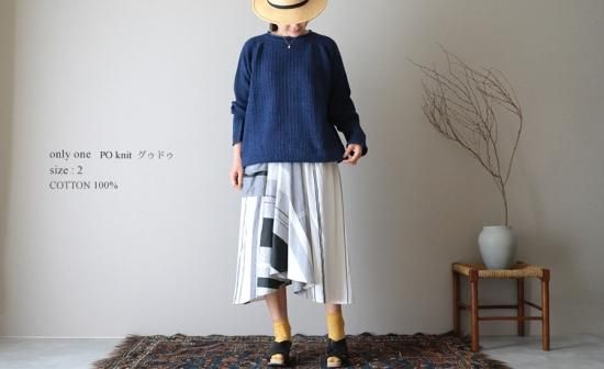 tamaki niime グッドゥ、ダークブルー 綿ニット 2 PO knit グゥドゥ｜tamaki niime 玉木新雌