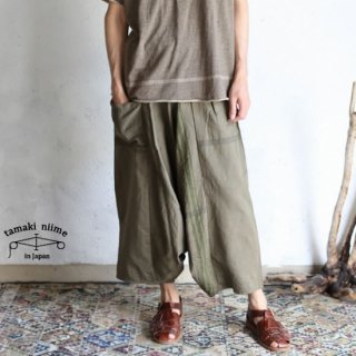 tamaki niime  ڿ basic wear tarun pants LONG khaki cotton 100%/ѥ   åȥ100% ̵
