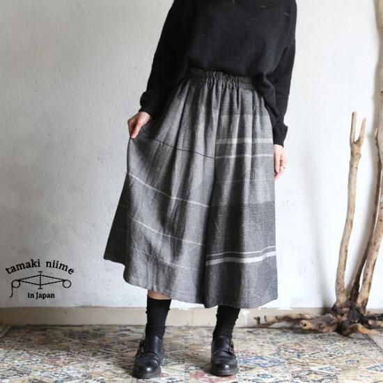 tamaki niime 玉木新雌 wide pants SHORT wool70% cotton30% WPS_W05 