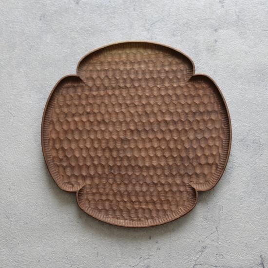 高塚和則 木工房玄 ウォールナット 花形パン皿 はちのす 大 φ240mm -lizm