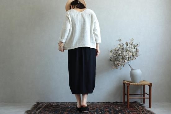 【美品】evam eva 　エヴァムエヴァリネン　Vネック 七分袖　トップス evam eva(エヴァム エヴァ)【2019ss新作】 リネンVネック プル