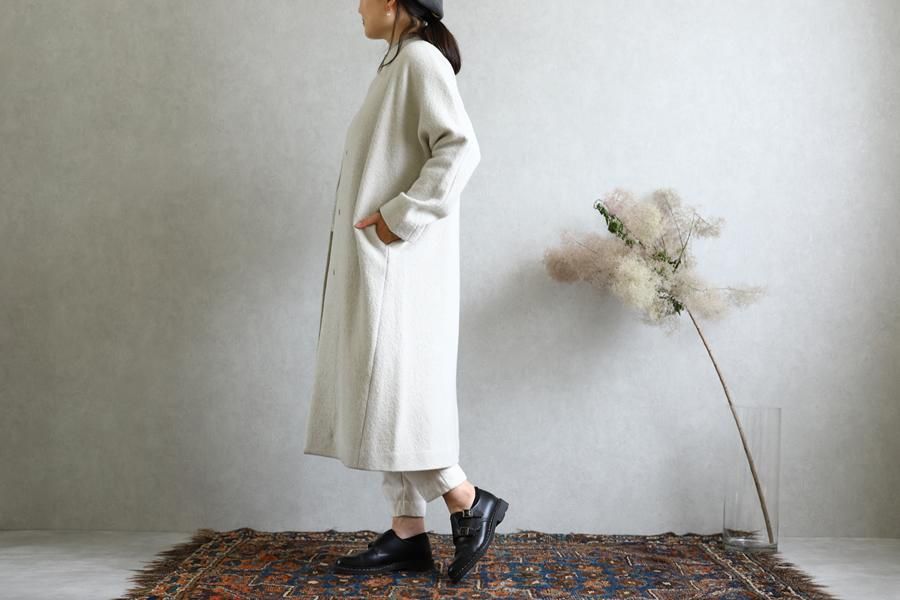 evam eva   press wool  long coat アイボリー