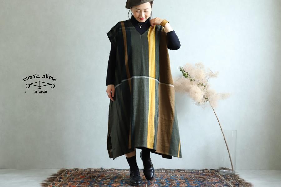 タマキニイメ tamaki niime fuwa-T ALL ロングワンピース0 tamaki niime 玉木新雌 only one fuwa-T long V wool70