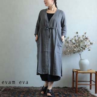evam eva(エヴァム エヴァ)【2019ss新作】 リネンローブ ブルーグレー / linen robe E191T176