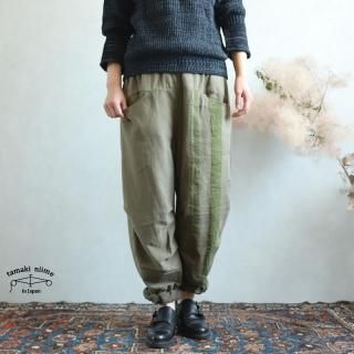 tamaki niime(ޥ ˥) ڿ ֤󥷥꡼ 9 nica pants HOSO khaki cotton 100%  ϥ١å ˥ѥ ۥ