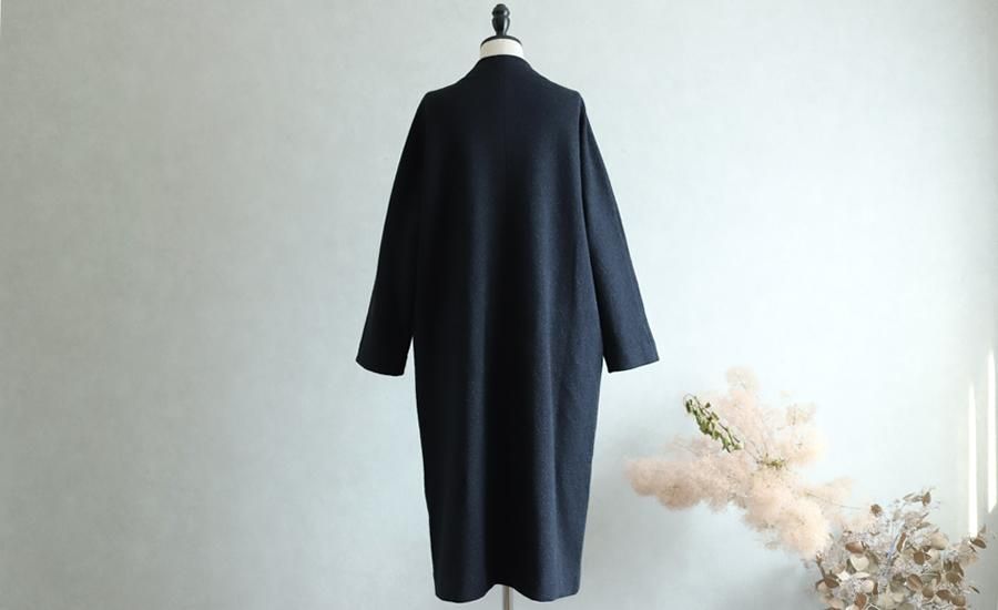 evam eva(エヴァム エヴァ) プレスウールロングコート チャコール