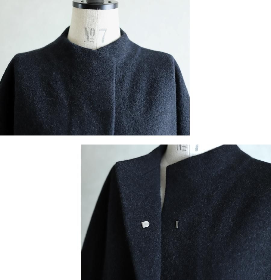 evam eva(エヴァム エヴァ) プレスウールロングコート チャコール